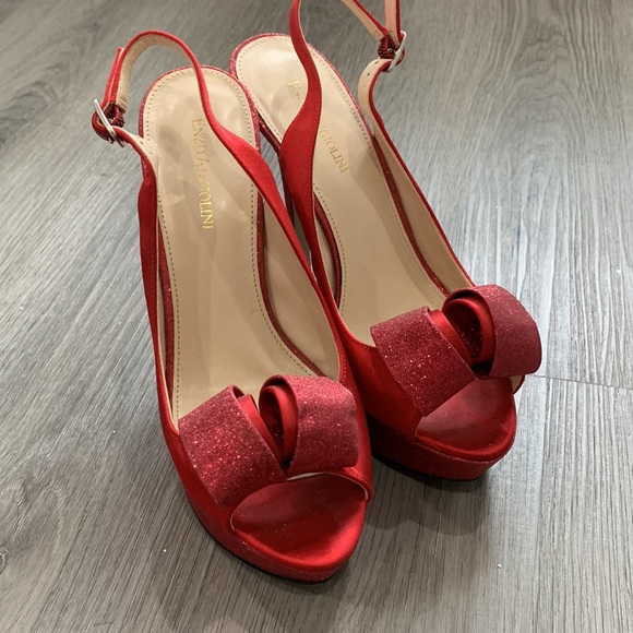 Red sparkle evening high heel shoes size 7 - Picture 4 of 16